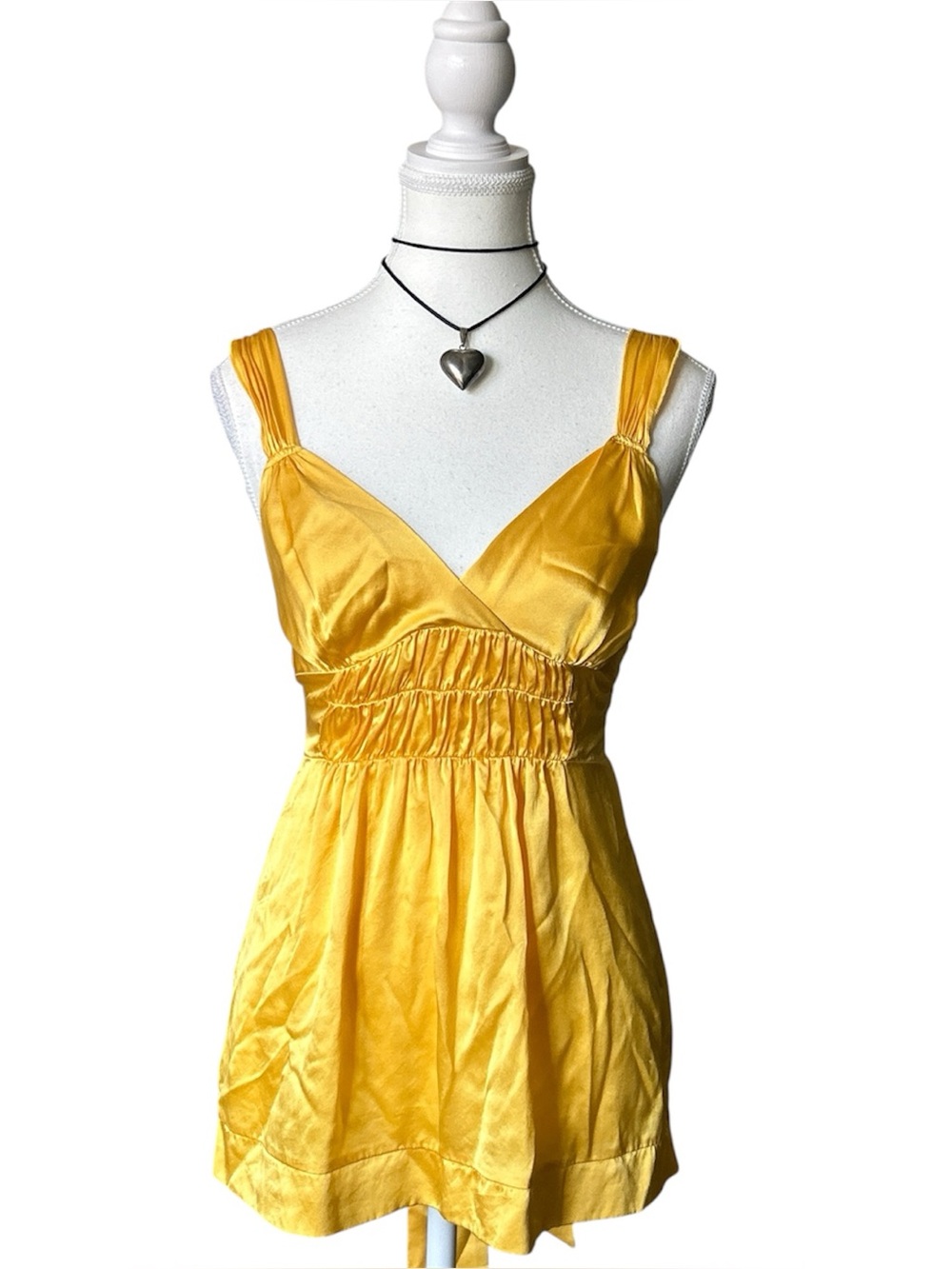 Y2K “Tristan” Basic Yellow Silk Babydoll Style Tank Top